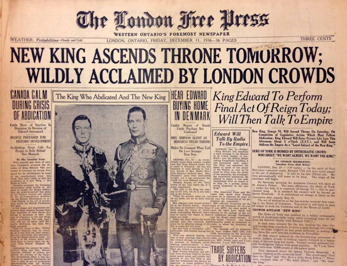 The Year that Britain had three kings: The Abdication
