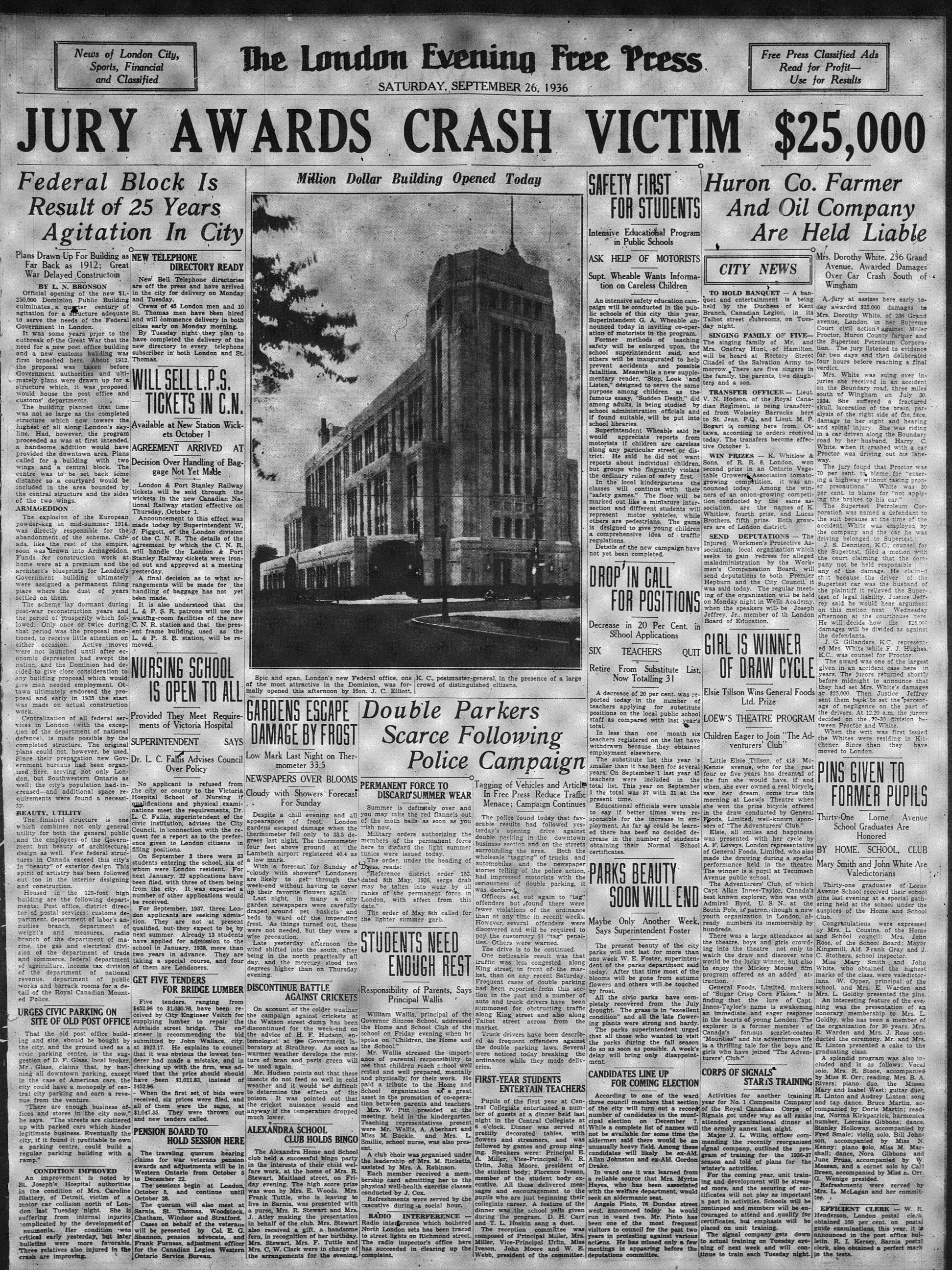 The Dominion Public Building: Inauguration - September 1936