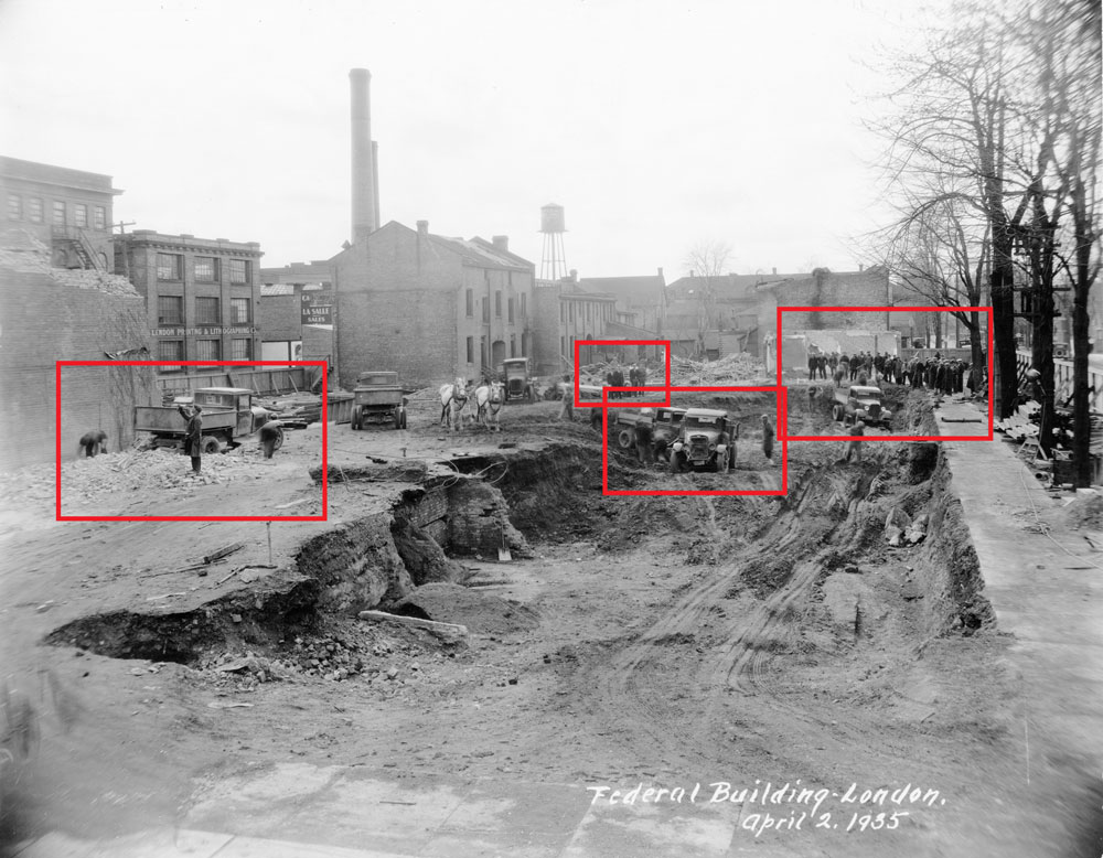 A closer look at the photos taken by Arthur Gleason. Click on the highlighted areas to see details of the workers.
